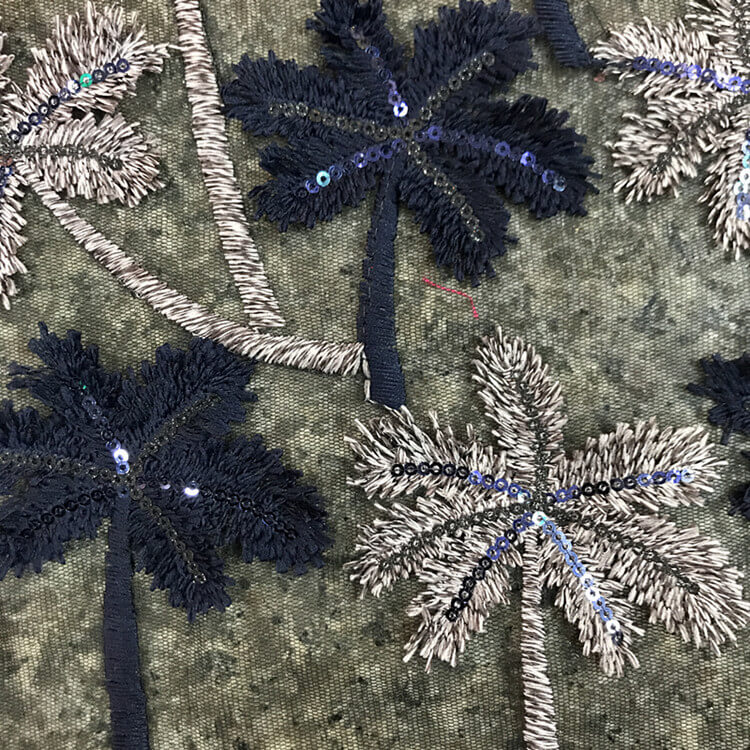 Embroidered Fabric Dress Leaf Polyester for Women's Wear Wholesale Sup 4